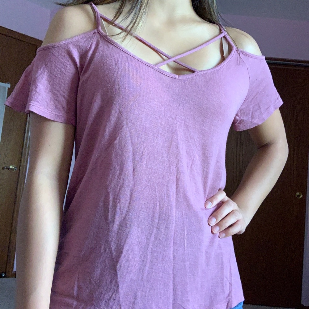 Pink Open Shoulder Tank Top